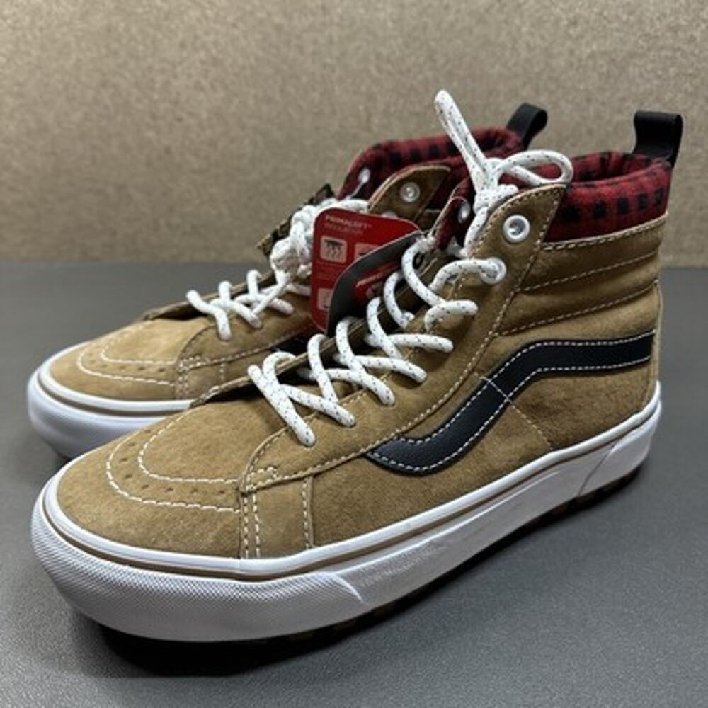 Vans Sk8 Hi MTE Shoes Mens 7 Womens 8.5 Brown Red Plaid All Weather Sneaker